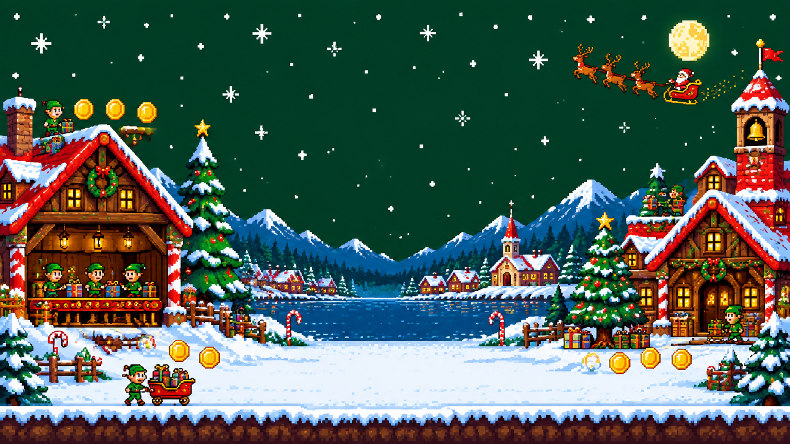 Villaggio natalizio pixel art